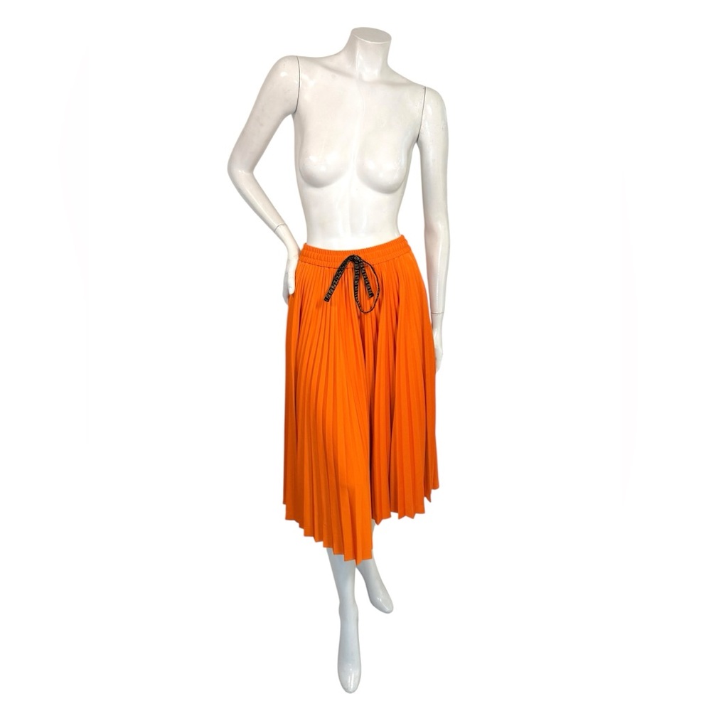 Fendi Roma Orange Pleated Midi Skirt IT40